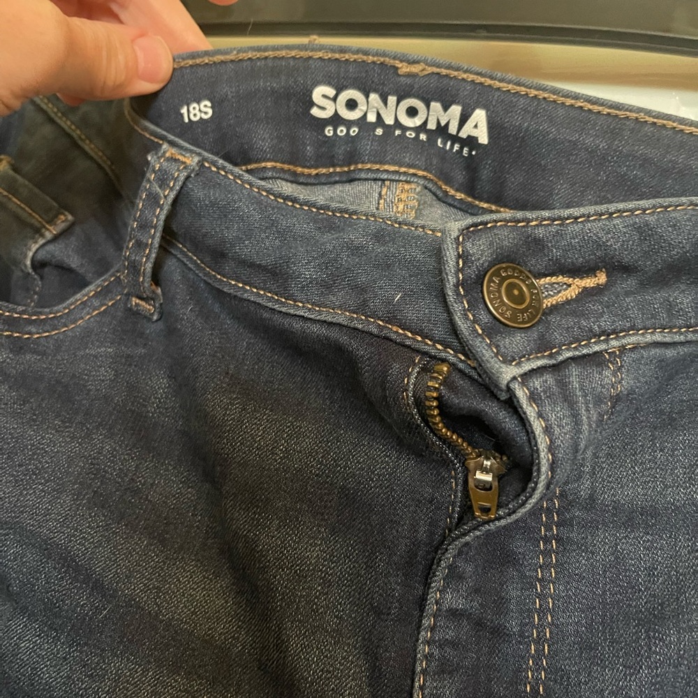 Sonoma Women Slim Straight Dark Indigo Jeans 18 Short - Picture 3 of 3